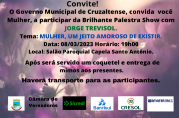 CONVITE PALESTRA DIA INTERNACIONAL DA MULHER!