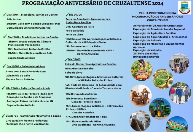 PROGRAMAÇÃO FESTIVIDADES ANIVERSÁRIO MUNICÍPIO!